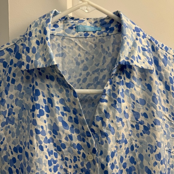 J.McLaughlin Janelle Silk-Blend Dress Blue White Size Small Easter Spring Summer - Picture 7 of 14